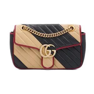 Pre-owned GUCCI Leather Crossbody Bags GG Marmont Medium Multicolor JM R064