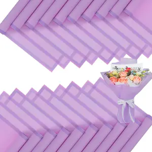 Frosting Translucent Classic Lilac Purple Glossy Vibrant Floral Wrapping Paper, 20 Sheets 22.8x22.8 Inches Waterproof Bouquet Packaging, Professional Florist Supply for Wedding, Anniversary Gift Packaging & DIY Crafts