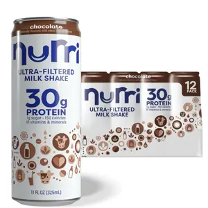 Nurri Ultra-Filtered Milk Shake Chocolate 30g Protein 1g Sugar 150 Calories 10 Vitamins & Minerals 11 fl oz 12 Cans