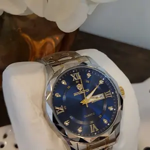 Men's Business Fashion Rhinestone Decor Analog Quartz Watch, Calendrier Waterproof Watch for Party, Daily Decor, Trendy Watch for Birthday Gift with Box, Exquisite Watch