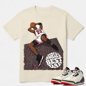 "World's Best Dad AJ3 Match", Shirt To Match Jordan 3 World's Best Dad, Sneaker Match Tee, AJ3 Father's Day Graphic Tee, Gildan 5000 Heavy Cotton