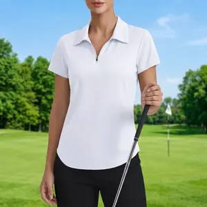 Women's Quick Dry UPF 50+ Golf Tennis Polo Shirt - Short Sleeve 1/4 Zip Collared Athletic Shirt for Pickleball Sports, Breathable Moisture Wicking Lightweight Comfortable Performance Activewear Top