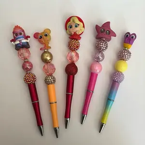 Beaded Pens and Beaded Keychains - Gold & Silver Finish Pens with Colorful Beads for Everyday Use or Gift - Stylish Keychains for Daily Essentials