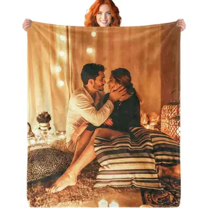 Custom Blanket with 1 Photo Personalized Blanket for Valentine Birthday Customized Valentines Day Gifts for Couple Girlfriend Boyfriend Wife Husband.
