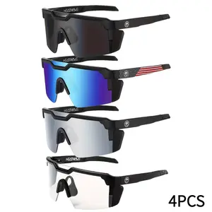 4 counts Heatwave Sport Sunglasses for Men Women UV400 Protection Cycling Running Fishing Outdoor Sports Wrap Around Shades