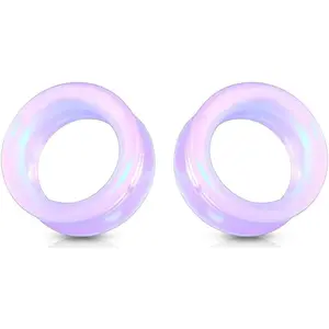 Opalite hollow Glass Ear Plug gauges ear tunnel gauges includes sizes 2 gauge though 25mm 1 inch ear stretching gauges stretching jewerly piercing plugs 00 gauge