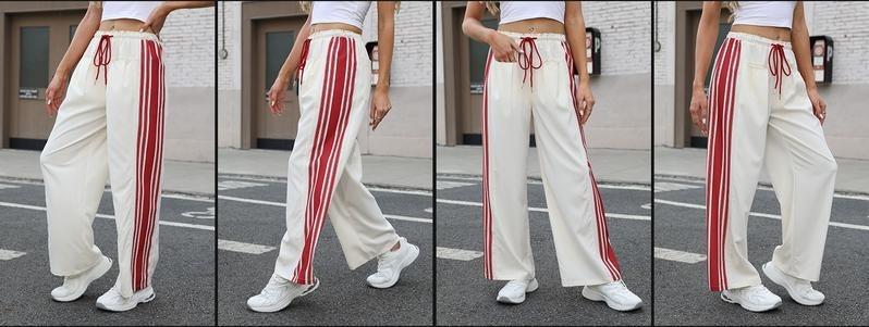 WoodBerry Women's Wide Leg Track Pants Drawstring High Waist Side Stripe Elastic Casual Sweatpants with Pockets Womenswear Slouchy Palazzo Pants WoodBerry Women's Wide Leg Track Pants Drawstring High Waist Side Stripe Elastic Casual Sweatpants with Pockets Womenswear Slouchy Palazzo Pants