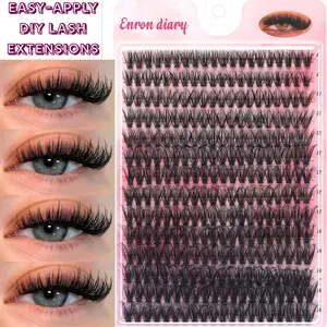 Enron Diary 14 Rows Lash Clusters, 10-18mm Mixed Lengths, Fluffy D Curl Individual Lashes, DIY Volume Eyelash Extensions, Universal Lashes, Soft & Lightweight, Easy To Apply For Beginners, Eyelashes Extensions