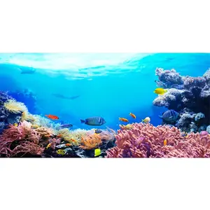 30x18 inches Underwater Aquarium Background Colorful Coral Tropical Fish Undersea World Durable Polyester Fish Tank Background