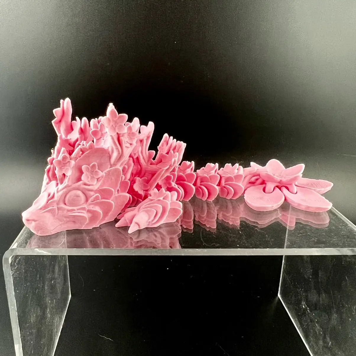 3D Printed Articulated Cherry Blossom Tadling Dragon Fidget Figurine Decor