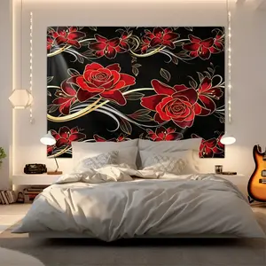 Luxury Retro Floral Wall Tapestry, High End Warm Aesthetic Style. Multi-Purpose Usage for Table and Sofa Cover. Great Budget Room Ambience and Vibe Upgrade.