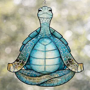 Sea Turtle Yoga Suncatcher Decor, Garden Sea Turtle Meditating Coastal Beach Decorations, Zen Yoga for Home Office Decorations, Home Decor, Summer Gift for Her