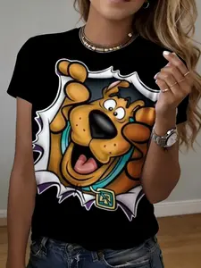women's short sleeve T-shirt Scooby Doo Cartoon Character Breakthrough Design 3D full-frame printing spring and summer fashion trend Sporty sports women's soccer jersey Texture, cute, women's, fashion, autumn and winter, simple