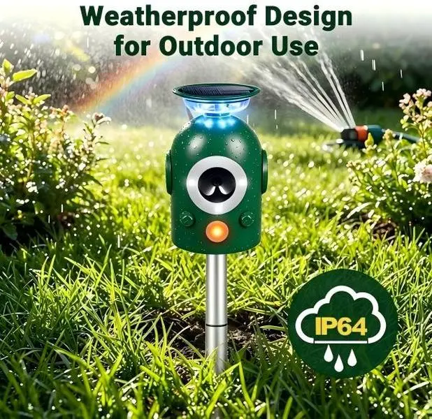 Protect Your Yard 24/7 | Solar Ultrasonic Animal Deterrent with Motion Activated Light & Noise