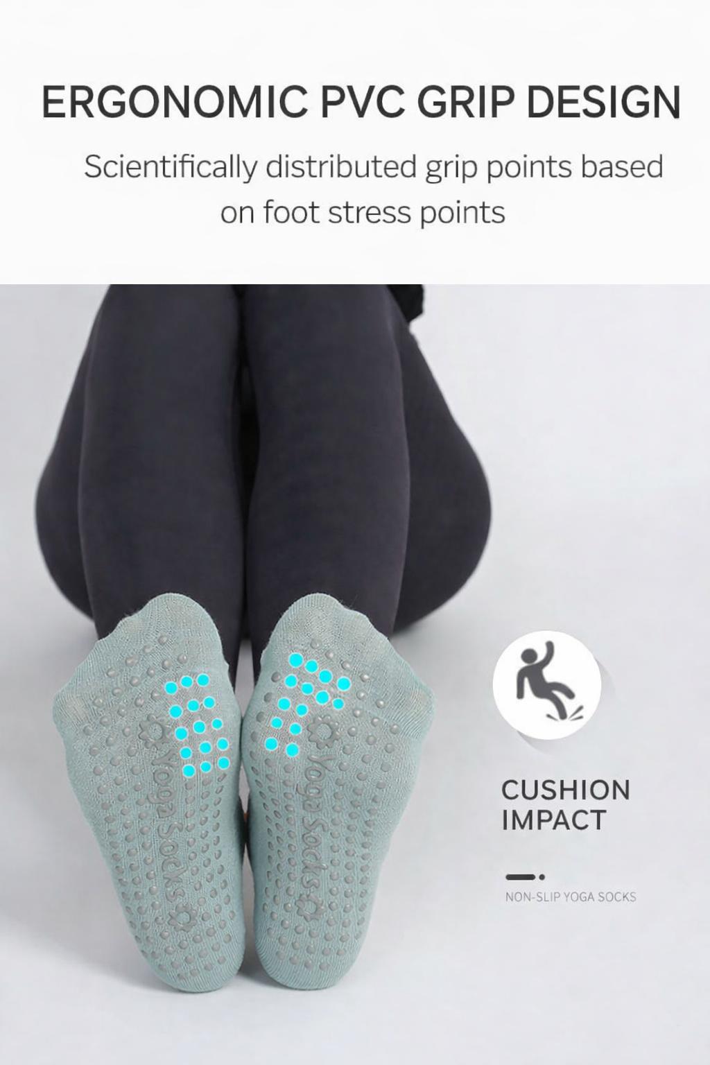 5-pack Grips Socks for Women - Breathable, Crew Non Slip Women for Barre, Yoga, Pilates, Gifts for Her (One Size, Open Top Pink/Grey/Purple/Black/light green)