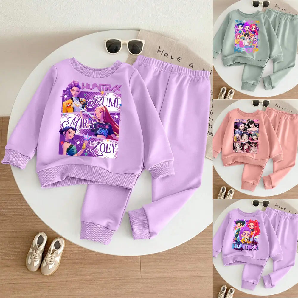 1PCS Kpop Demon Hunters Tiger Hoodies Set Medium Size Demon Hunter Tiger Funny Movie Long-sleeved Shirt for Toddler Girls Regular Fit Autumn Casual We