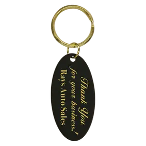 Black Oval Brass Keychain