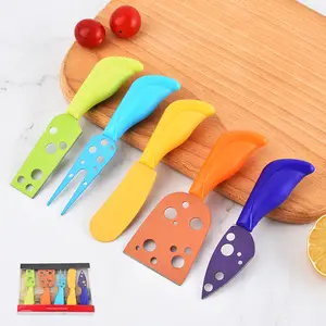 Sparky Local 5-piece cheese knife set, multi-colored perforated non-stick cheese knife, ergonomic handle for cutting soft and hard cheeses, Western-style plating tool, home party slicer.