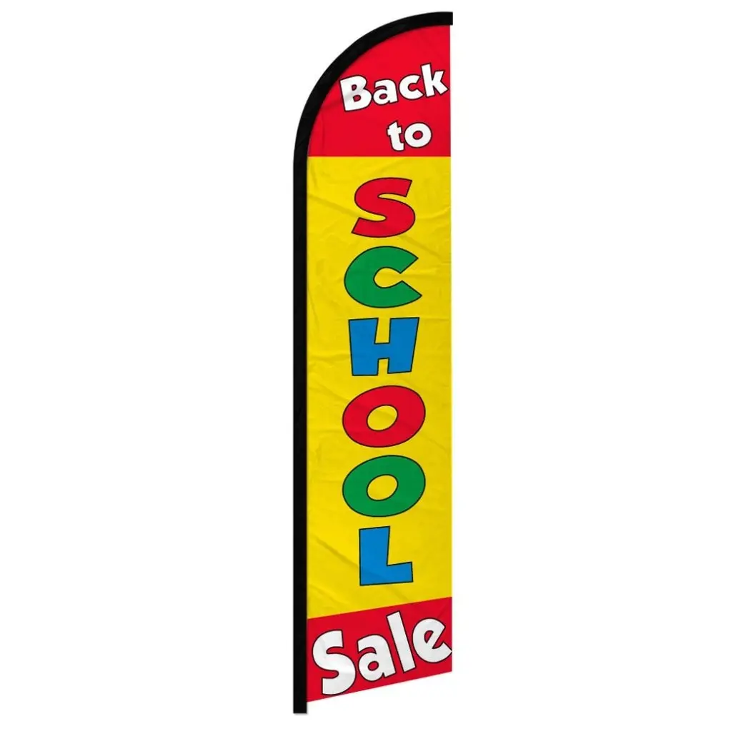 Windless Vertical Banner Flag - Back to School Sale Festive Decor, 11.5x2.5 ft Super Polyester Knit, Windproof with Curved Sleeve