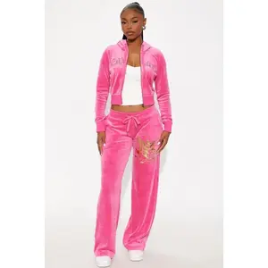 Ed Hardy Tattoo Eagle Velour Pant Set - Pink 8