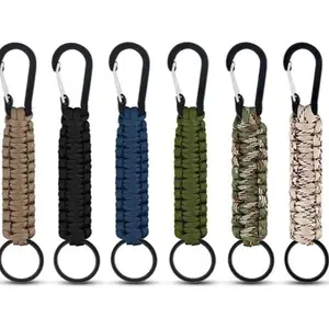 6 Pack Paracord Keychain with Carabiner Braided Lanyard Key Chain Paracord Carabiner Clip for Keys Backpack Paracord Keychain Ring for Men Women Heavy Duty Hook for Outdoor Survival Camping Hiking