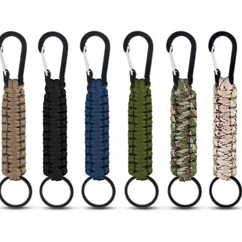 6 Pack Paracord Keychain with Carabiner Braided Lanyard Key Chain Paracord Carabiner Clip for Keys Backpack Paracord Keychain Ring for Men Women Heavy Duty Hook for Outdoor Survival Camping Hiking