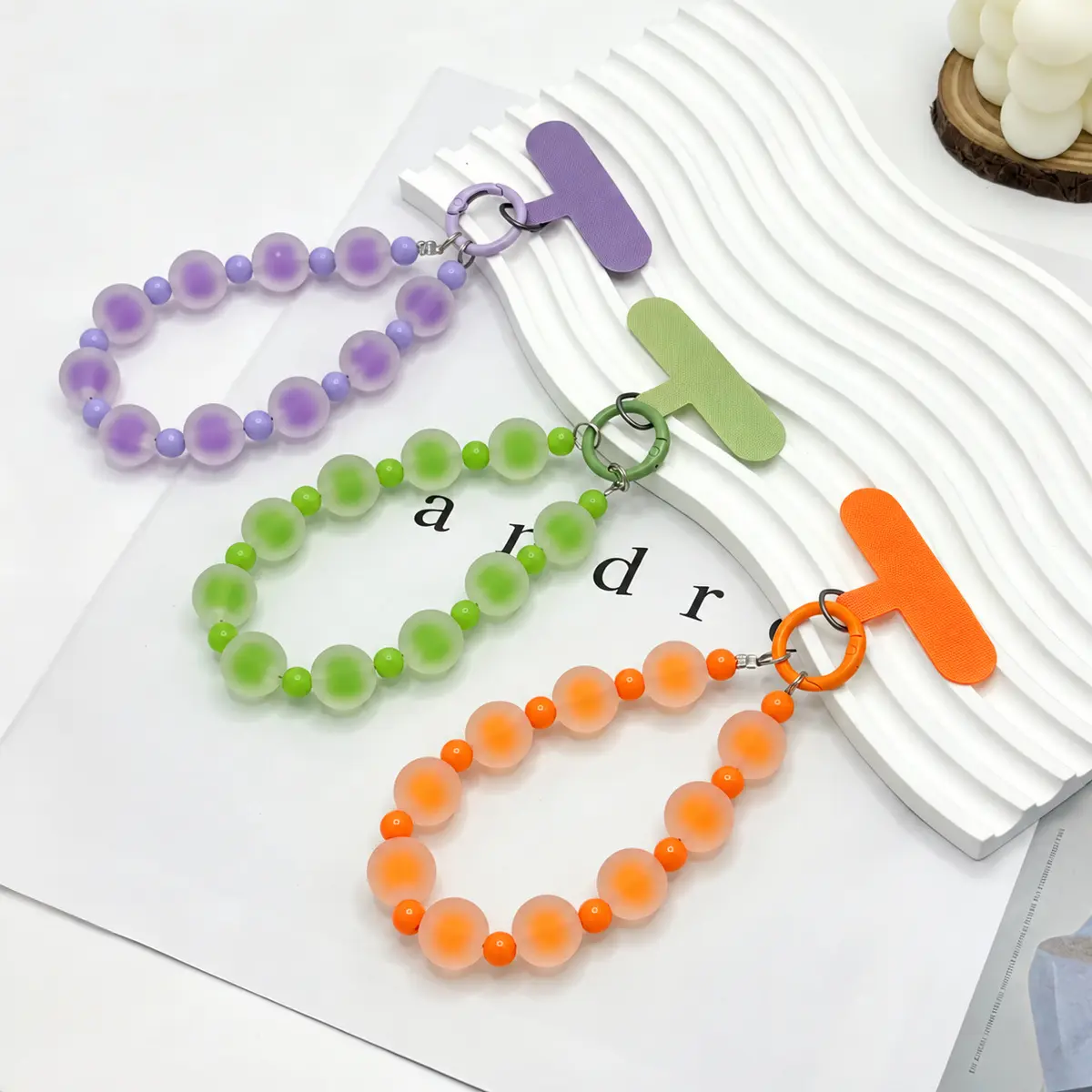 HISTORYOO Matte Beaded Phone Wrist Bracelet Strap Lanyard Phone Charm ( Non-stretch, Fixed length  ) with Tether Tabs Hands-Free Phone Chain For iPhone, For Samsung, For Google Pixel & More