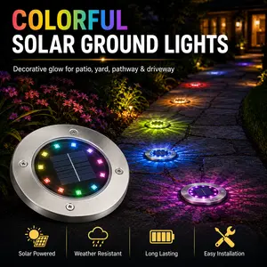 Flacchi Solar In-Ground Disk Lights, Waterproof Outdoor Landscape Lamps, Auto Solar Powered Lighting for Patio, Yard, Path & Driveway, 2/6/8/12 Packs Available | summergarden