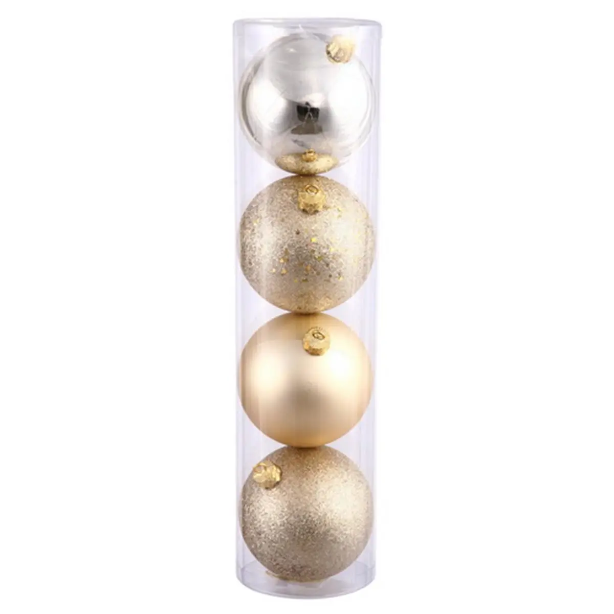 212 MAIN 2.4 in. Seamless Shatterproof Glitter Ball-Shape Ornament Assortment - 4 Finishes, 24-Box Festival Style Christmas Decor, Multicoloured Plastic Room Decoration Ornaments for Festive Parties