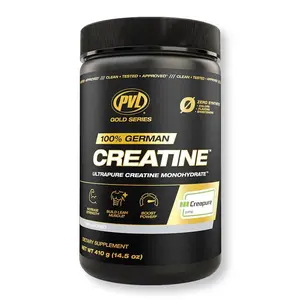 PVL Gold Series 100% German Creatine Monohydrate Powder - 410g - Vegan Kosher Halal Certified - Build Lean Muscle Boost Power - 82 Servings
