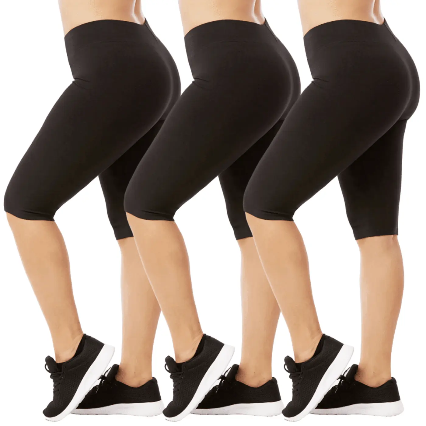 3 Pack Women's Biker Shorts Cotton Knee Length Leggings Plus Size High Waisted No See-Through Workout Running Cycling Yoga Tummy Control Activewear