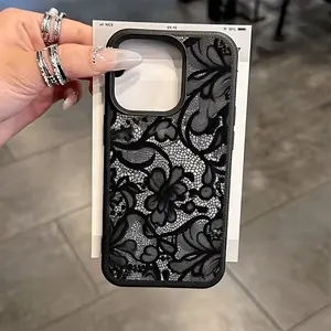 A designer phone case featuring an intricate black vine and cutout floral pattern—compatible with iPhone 17/16/15/14/13 Pro/Plus/Pro Max models. This case perfectly blends artistic flair with practicality, making it a hassle-free choice for gift-giving.