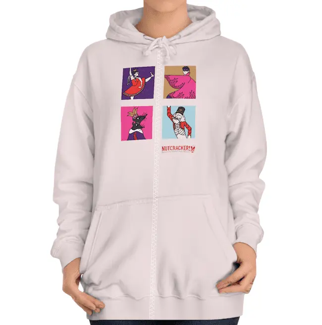 Nutcracker! Magical Christmas Ballet – Zip up Hoodie - Character Collage (Pale Pink)