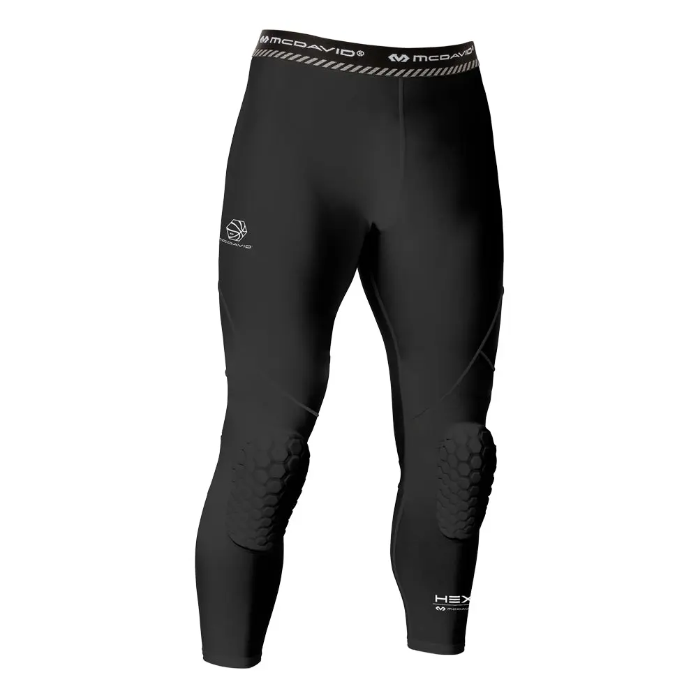McDavid HEX® Basketball Compression ¾ Tight with Knee Pads - 9mm Technology, 3/4 Length, Moisture Wicking, Comfortable & Protective