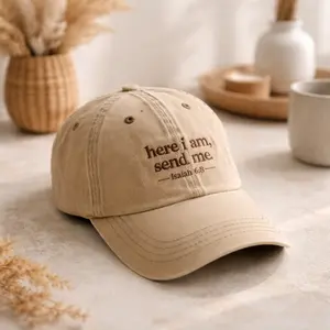 Isaiah 6:8 Embroidered Baseball Cap, Here I Am Send Me Embroidered Hat, Christian Washed Hat, Religious Gift