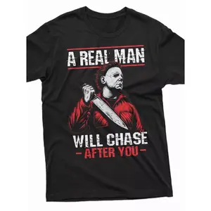 Men's Scary Halloween Shirt Horror Movie Tee Serial Killer T-Shirt For Him Men Crewneck Menswear Cotton Material Perfect Gift For Summer