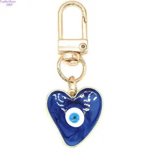 Unisex Jasimkiss Heart‑Shaped Evil Eye Protection Charm Keychain, Clip‑On Lucky Spiritual Key Ring, Stylish Durable Accessory for Everyday Use, Bag Charms & Birthday Gift‑Giving