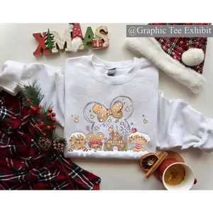 Retro #Mickey Gingerbread Castle SweatShirt, Christmas Castle Sweat Shirt, #Miskey Christmmas Shirt, #Micckey Cchristmas Family Shirt , Solid Colors