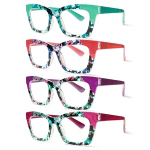 DEAAOK Oprah Style Reading Glasses for Women 4 Pack Stylish Blue Light Readers with Spring Hinge High Quality Eyewear Mixed Colors