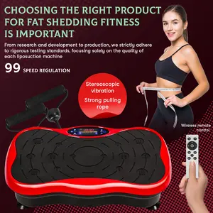 Vibrating Plate Machine, Power Waver Vibration Plate Exercise Machine for Lymphatic Drainage, Whole Body Vibration Plate Machine with Resistant Band, Weight Loss Shaping Toning Home Gym Equipment