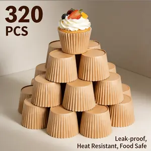 320 Count Standard Natural Cupcake Liners , No Smell, Grease-Proof Paper Muffin Liners, Food-grade Baking Cups for Cupcakes, Muffins, Nuts Bakeware