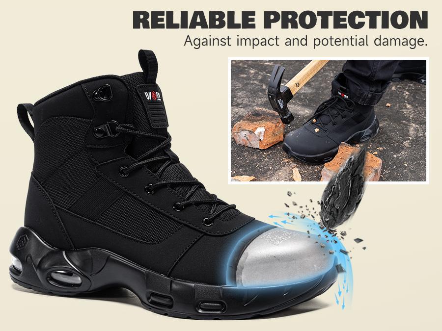 LARNMERN Steel Toe Work Boots for Men | Non-Slip Rainproof Safety Shoes | High Top Tactical Industrial Work Sneakers with Side Zipper LARNMERN Steel Toe Work Boots for Men | Non-Slip Rainproof Safety Shoes | High Top Tactical Industrial Work Sneakers with Side Zipper