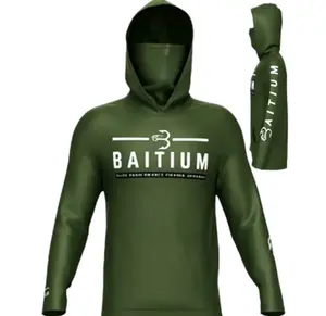 Men's fishing outdoor hooded jacket with face mask, sun protection and UV-resistant, quick-dry and breathable fabric ...