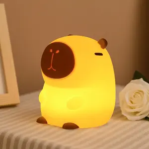 Capybara Night Light Squishy, 50Hrs Nursery Night Light, Touch Control 2 Brightness, 30Min Auto-Off, Rechargeable Bedside Lamp for Baby Kids, [Mothers Day Gifts]
