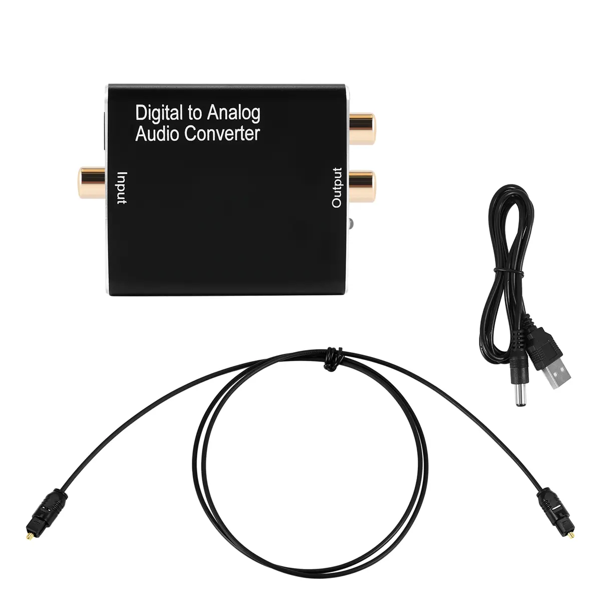 Digital to Analog Audio Converter (DAC) - Aluminium Alloy Stereo Device with SPDIF Optical/Coaxial Input, Plug-and-Play Function, 3.5mm Audio Signal Output, L/R RCA Outputs, Includes Cables for TV, Headphones, PS3