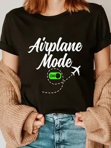 100% Cotton Airplane Mode Travel Flight Attendant Pilot Aviation Funny T-Shirt