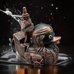 Handmade Pirate Ship Duck Resin Craft Decorative Figurine, Unique Home Office Desktop Ornament Gift Idea, Perfect for Collectors & Gifts, Collectible Figurines