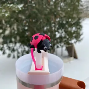 Ladybug Straw Toppers and Charms for Stanley Tumbers & 9.5mm Straws with Durable PLA Design - Stylish, Beverage