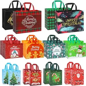 Christmas Gift Bags Assorted Sizes 20 Pack Set Holiday Gift Bags Assorted Sizes X large Jumbo, Large, Small, Xmas Gift Bags with Handles Reusable Non-Woven Gift Wrapping Bags for Holidays