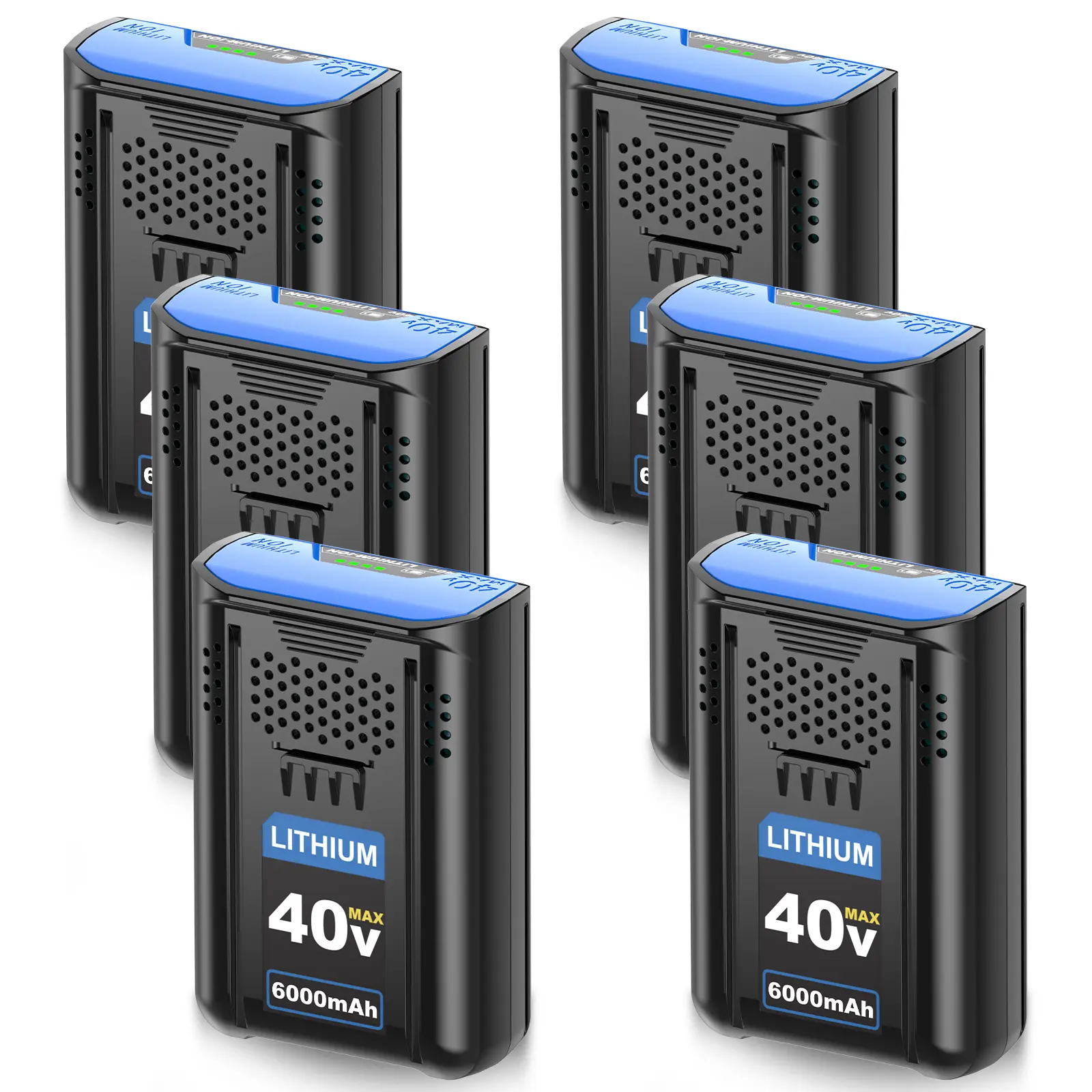 6-Pack 40V 6.0Ah High-Capacity Lithium-ion Replacement Batteries for Kobalt 40V (Blue), Compatible with KPM1040A-03, KM1640-06 Series Cordless Power Tools backtoschool